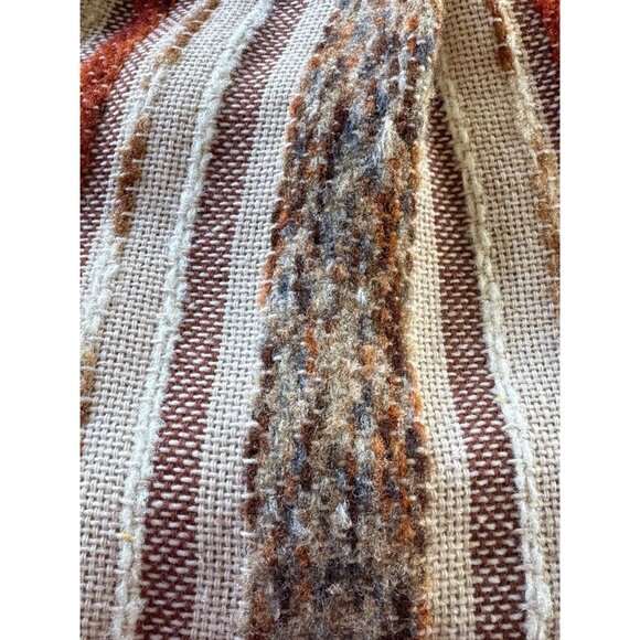 Vintage 70s pleated curtain, brown, beige, rust stripes, thick woven panel - Picture 10 of 10